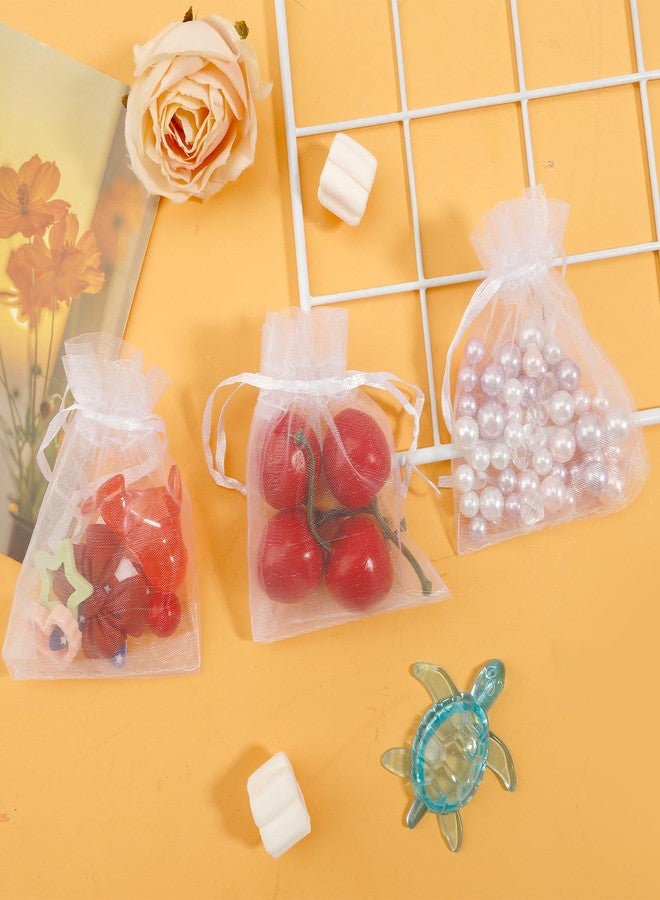 BOEIAC Organza Bags, White Organza Bags, 50Pcs, Sheer Organzas Bag 3 x 4 inch, Jewelry Gift Bags, Party Favor Bags with Drawstring, Mesh Gift Pouches Mini Candy Pouch for Wedding Christmas Party - Image 3